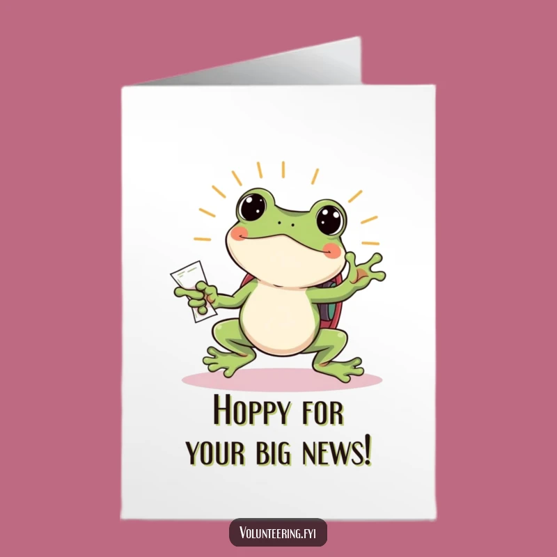 Free Printable Congrats Card: Frog Spreads News, Energetic DIY Downloadable Gift