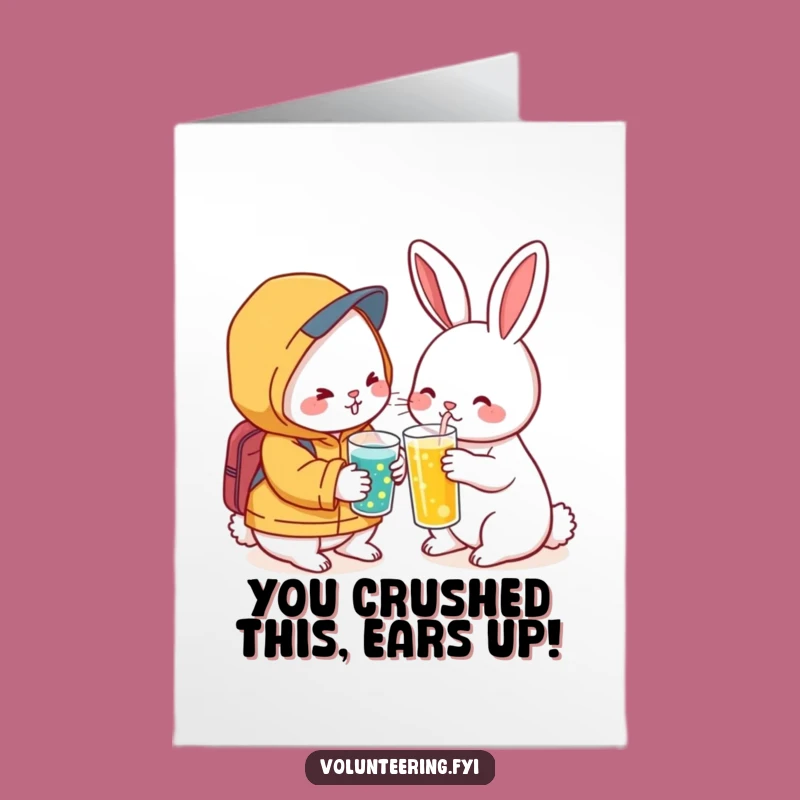 Free Printable Congrats Card: Supportive Kawaii Rabbit, a Refreshing Downloadable Gift