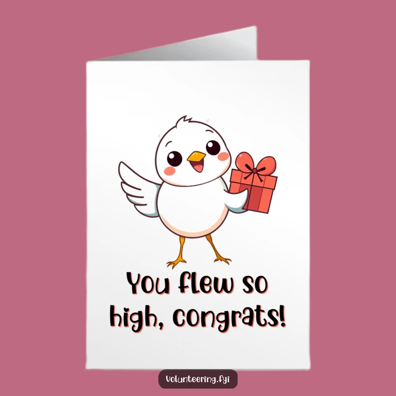 Free Printable Bird Congrats Card: Happy Bird Delivering Gift for Success