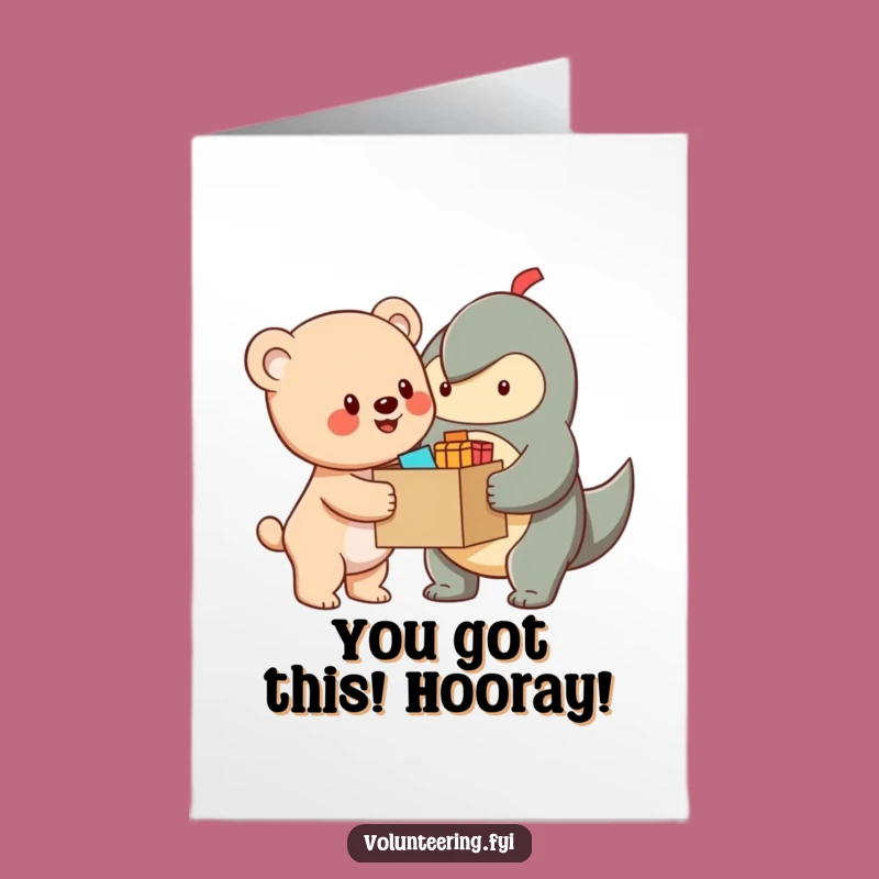 Free Printable Bear Cub Congratulations Card: Helpful Cub Delivering Success Downloadable Gift