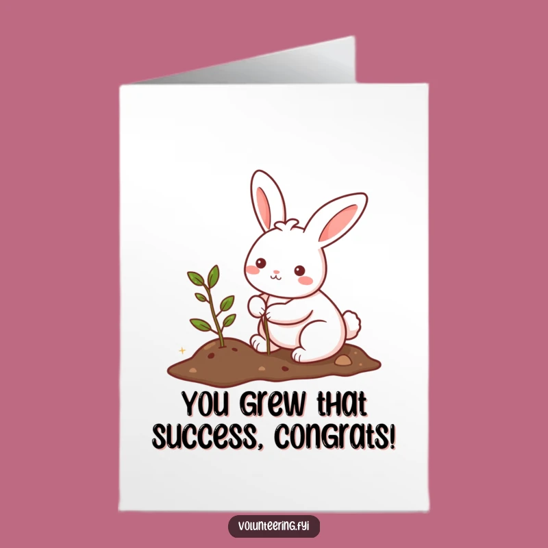 Free Printable Congrats Card: Happy Bunny Tree Planter for Budding Success