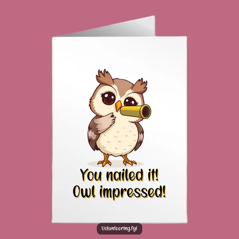 Free Printable Congrats Card: Owl Telescope Humor, Downloadable Announcement Gift