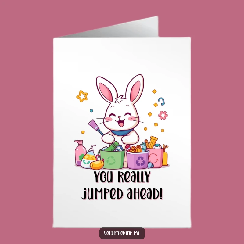 Free Printable Rabbit Recycling Congrats Card: Funny Downloadable Eco Art for Wins