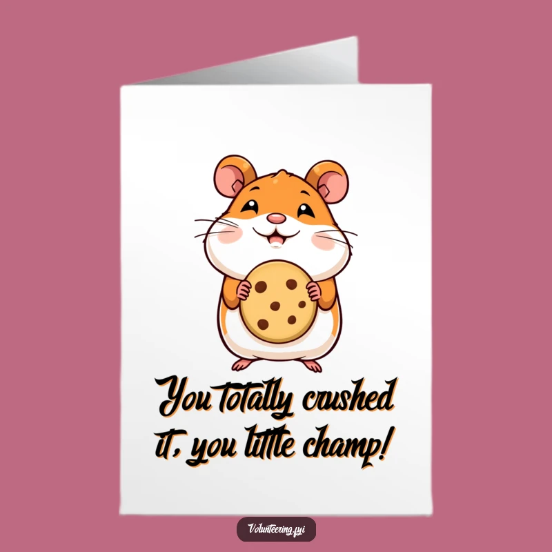 Free Printable Hamster Congrats Card: Happy Hamster with Cookie for Success