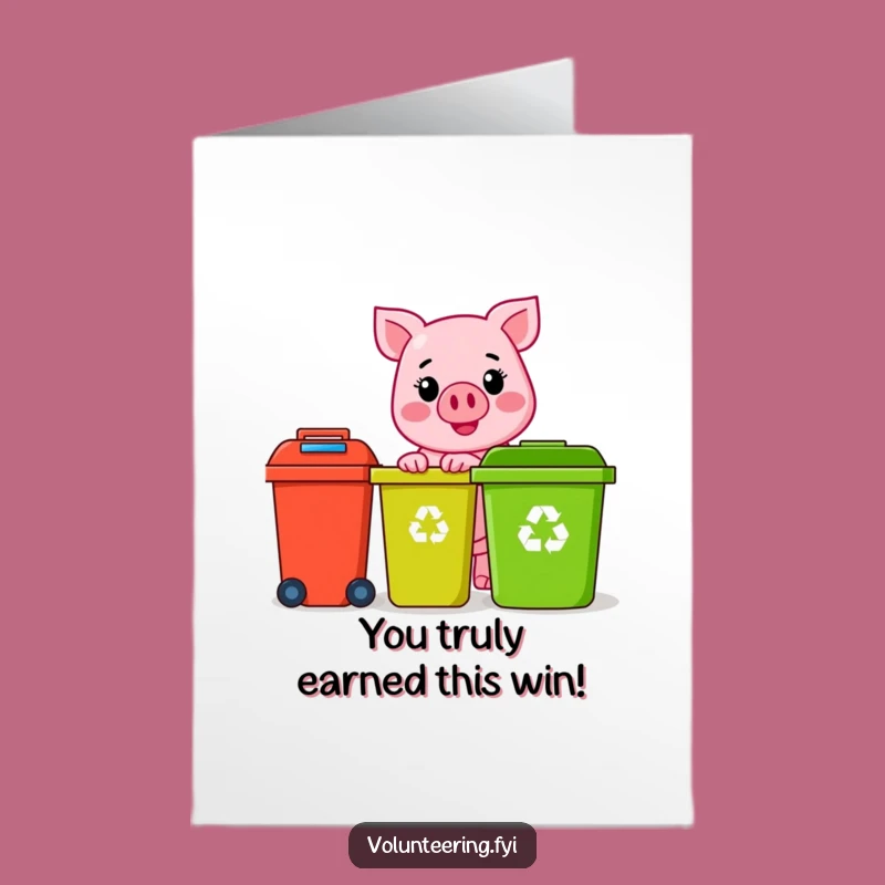 Free Printable Pink Pig Congrats Card: Hilarious Eco-Friendly Greeting for Big Wins