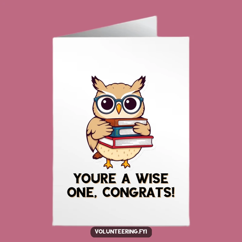 Free Printable Congrats Card: Wise Owl Book Lover for Academic Success