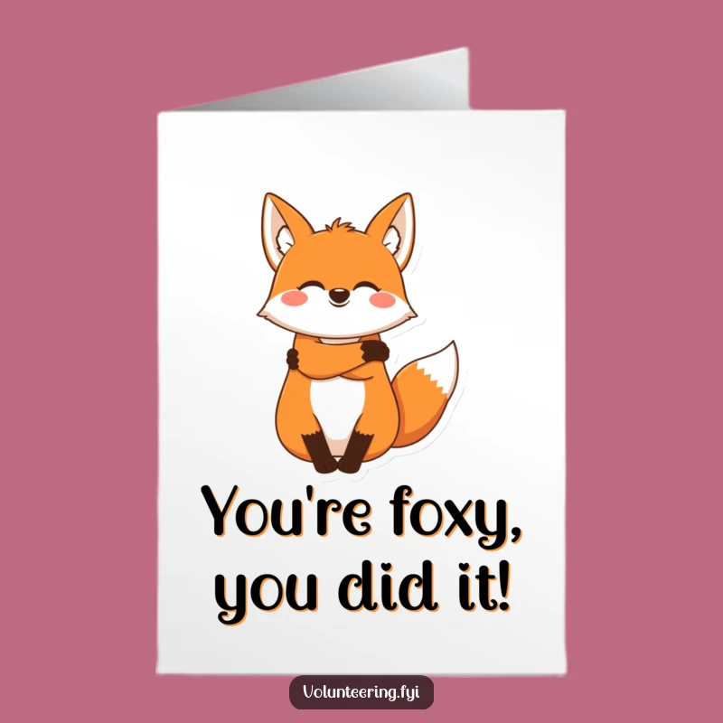 Free Printable Fox Congrats Card: Hugs of Joy for Your Success - Downloadable