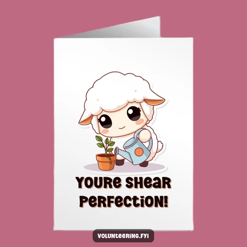 Free Printable Congrats Card: Kind Sheep Watering Plant - Grow Success