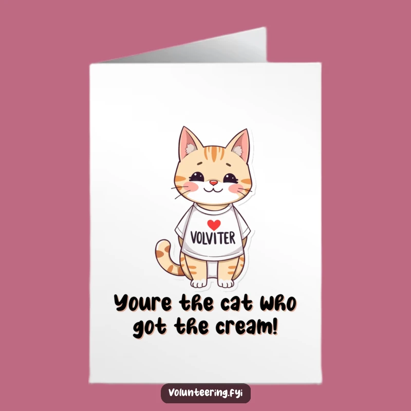 Free Printable Congrats Card: Helpful Cat Volunteer for Your Achievements
