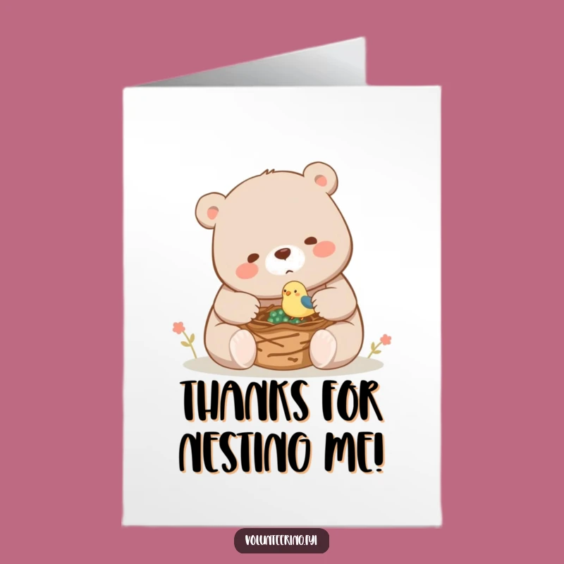 Free Printable Thank You Card: Bear Helps Bird, A Sweet Thanks Downloadable Gift