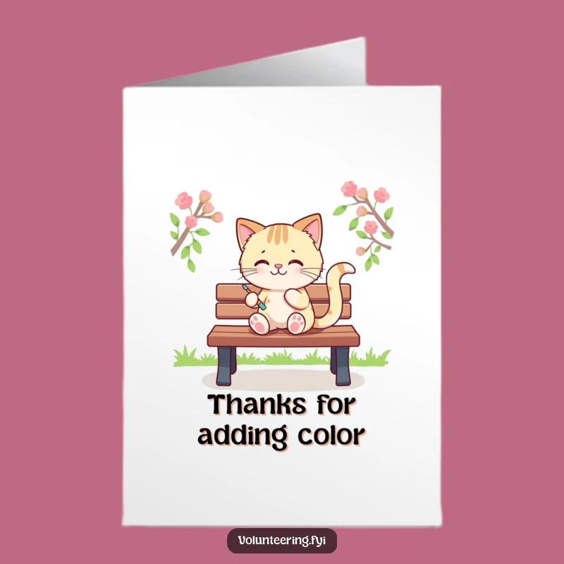 Free Printable Thank You Card: Creative Kawaii Cat Park Bench Art Gift