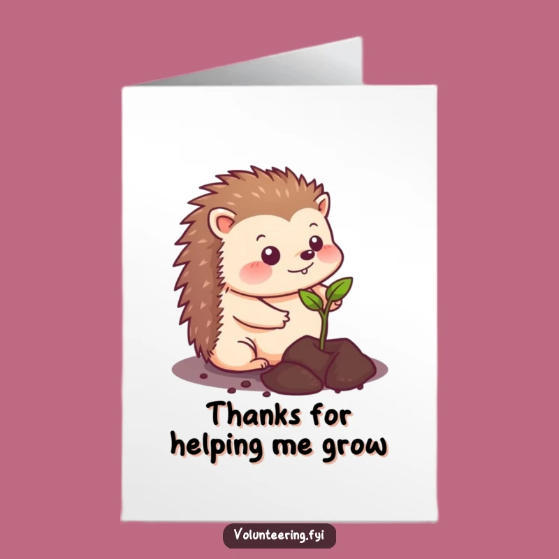 Free Printable Thank You Card: Funny Hedgehog Planting Gratitude - Downloadable DIY Gift!