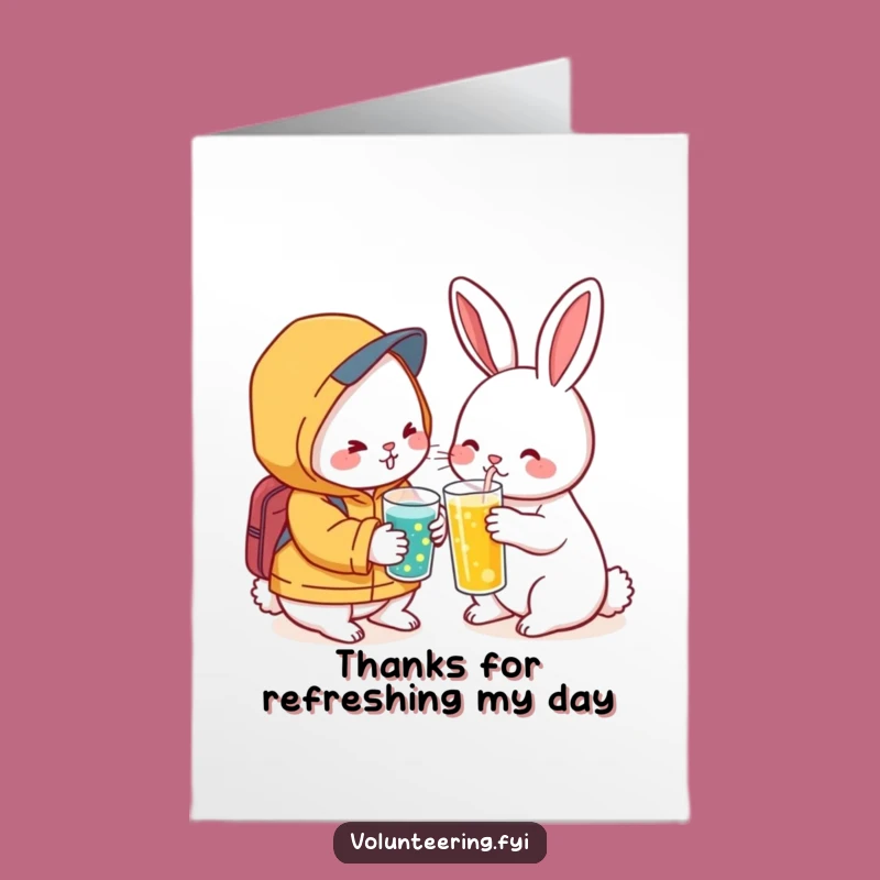 Free Printable Thank You Card: Grateful Kawaii Rabbit, a Refreshing Downloadable Gift