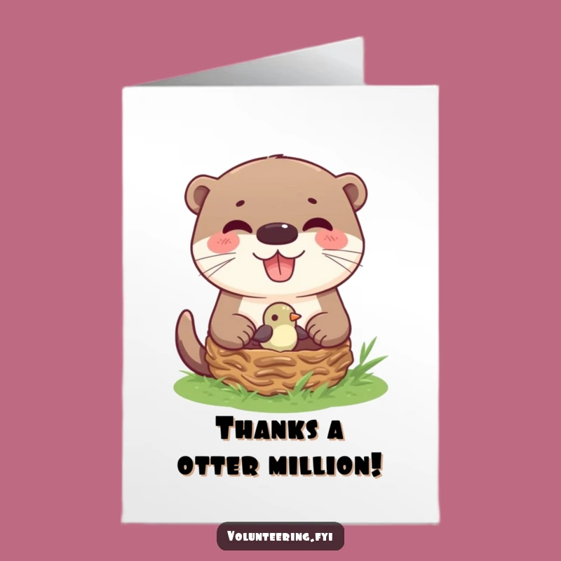 Free Printable Thank You Card: Grateful Otter, Kind Nature Design
