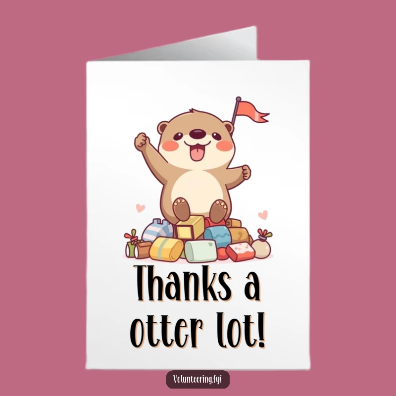 Free Printable Thank You Card: Otter's Cheerful Flag, Funny Downloadable Gift