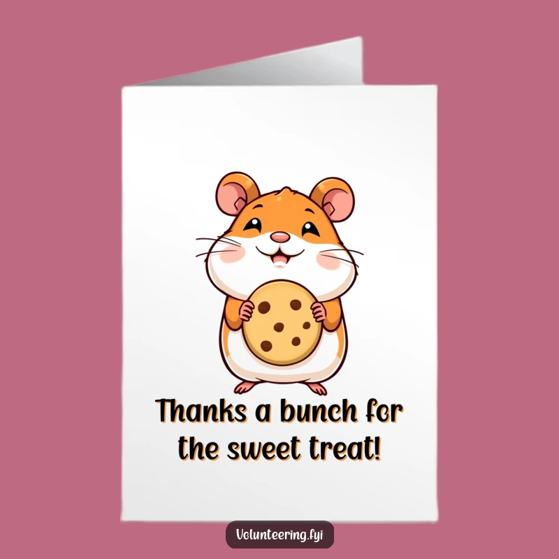 Free Printable Hamster Thank You Card: Happy Hamster with Cookie