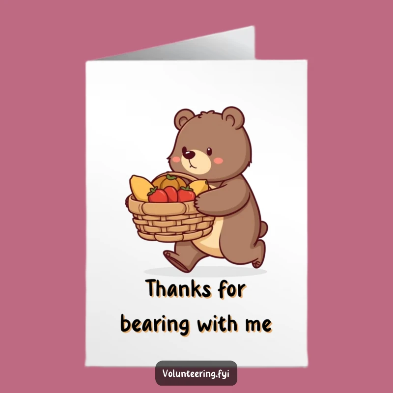 Free Printable Thank You Bear Card - Grateful Food Donation Downloadable