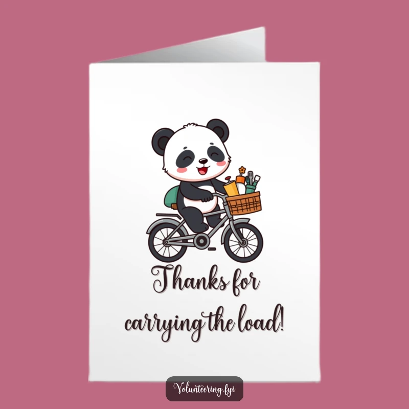 Free Printable Thank You Card: Panda Bicycle Thanks, Funny Downloadable Appreciation!