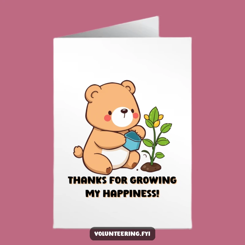 Free Printable Bear Thank You Card: Plant Thanks from a Bear - Downloadable