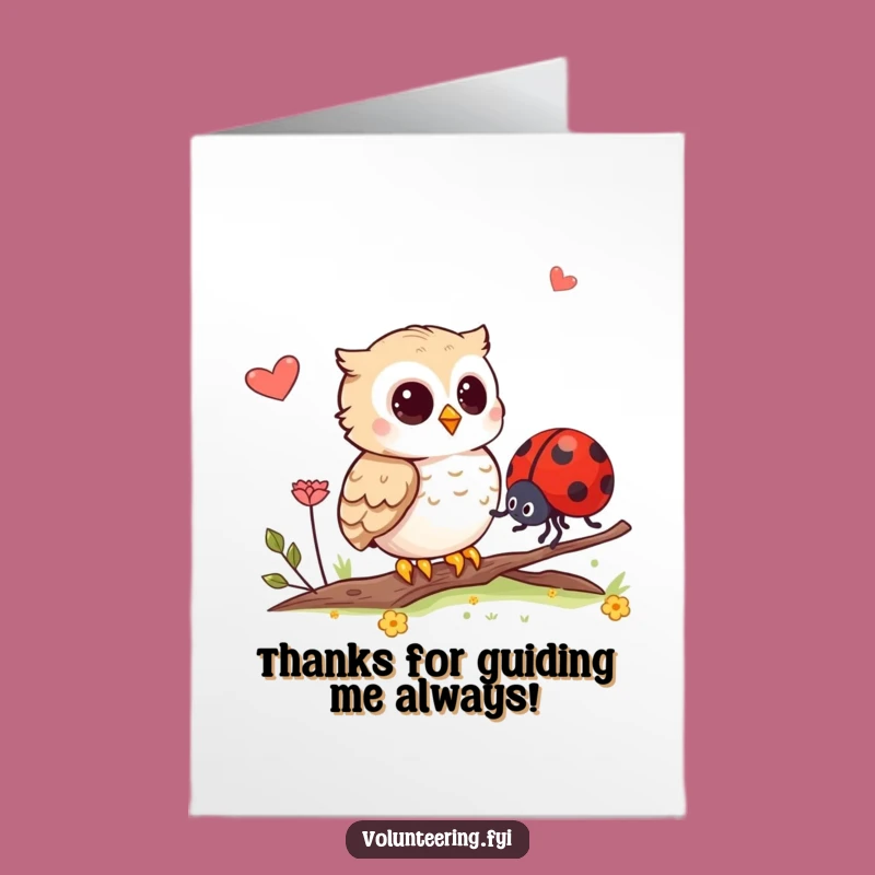Free Printable Thank You Card: Owl's Help for Ladybug Funny DIY