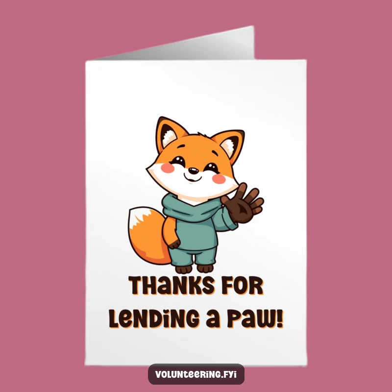 Free Printable Thank You Card: Funny Fox Helper Card for Expressing Gratitude
