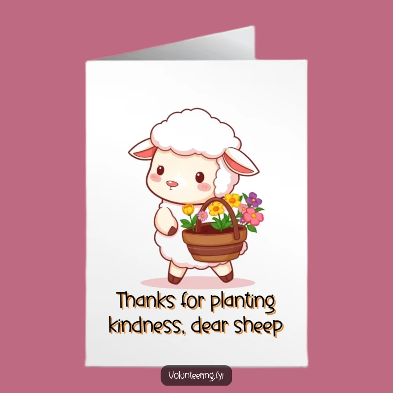 Adorable Free Printable Thank You Card: Sheep with Flowers, Heartfelt Downloadable Gift