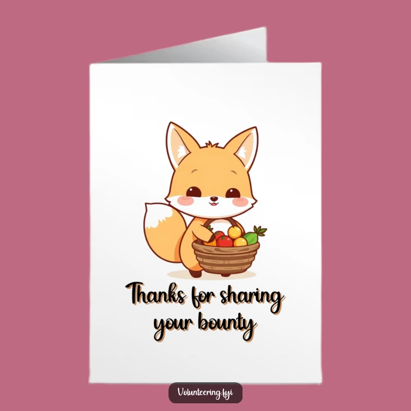 Free Printable Thank You Card: Kawaii Fox Sharing, Funny Downloadable Gratitude