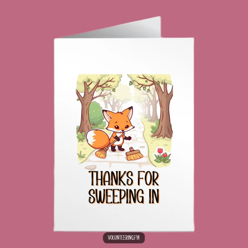 Hilarious Free Printable Thank You Card: Fox Cleaning Path - Downloadable for Gratitude!