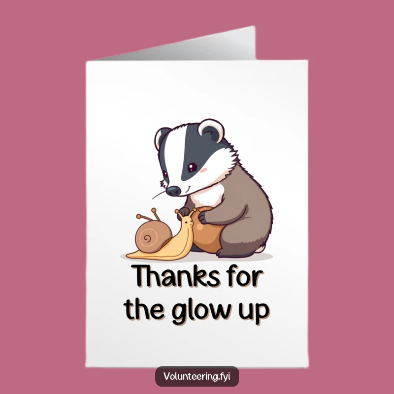 Free Printable Badger & Snail Thank You Card: Funny Downloadable Gift for Detail-Oriented People