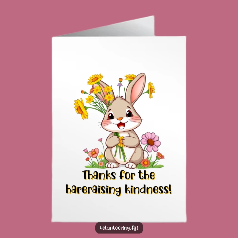Free Printable Rabbit Thank You Card: Wildflower Thanks from a Bunny - Downloadable