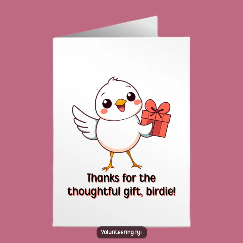 Free Printable Bird Thank You Card: Happy Bird Delivering Gift