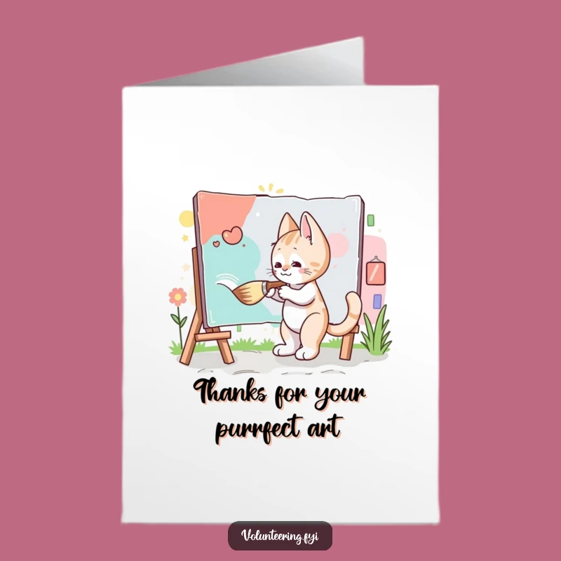 Free Printable Kitten Mural Thank You Card: Funny Downloadable Art for Helpers
