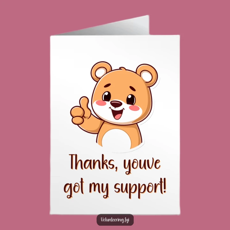Free Printable Thank You Card: Cheerful Bear Thumbs Up for Appreciation