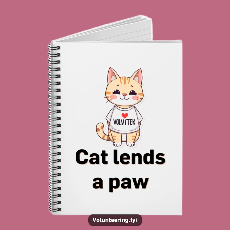 Funny Volunteer Cat Notebook: Jot Down Good Deeds and Ideas!