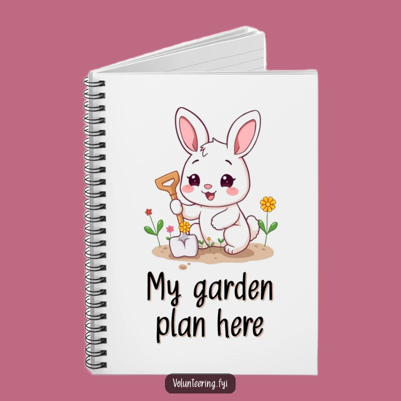 Funny Bunny Notebook: Spiral Gardener Cartoon Journal for Notes
