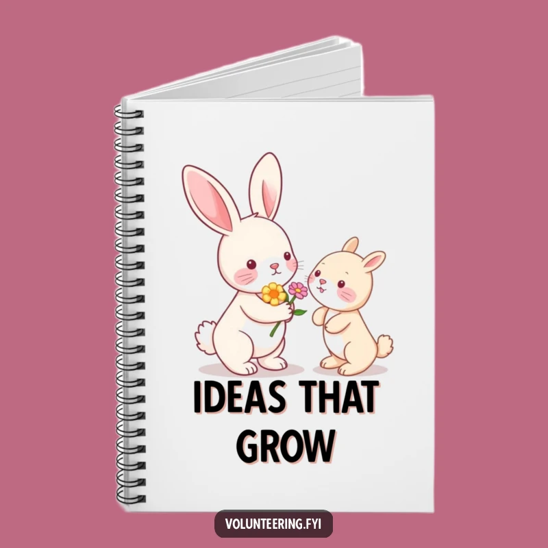 Funny Kawaii Bunny Flower Notebook: Cute Animal Journal Gift