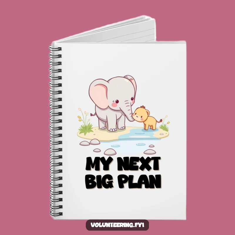 Funny Kawaii Elephant Helping Notebook - Cute Journal for Kind Thoughts & Ideas