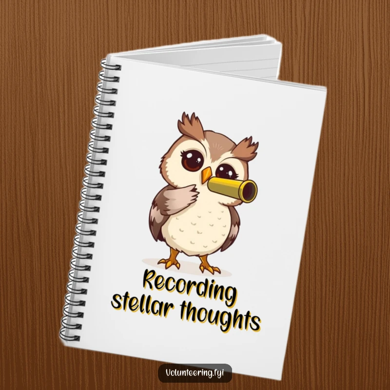 Funny Owl Notebook: Cute owl with telescope, symbolizing curiosity and observation, perfect for a funny gift.