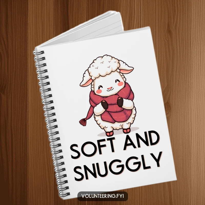 Funny Sheep Knitting Notebook: A fluffy cartoon sheep focused on knitting a scarf, providing a humorous and inspiring cover for your notes.