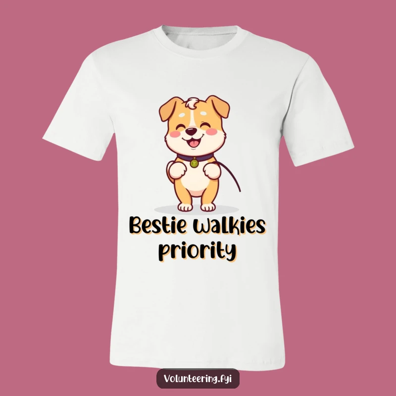 Funny Kawaii Dog Walking Tee: Loyal Friend Humor Funny Gift