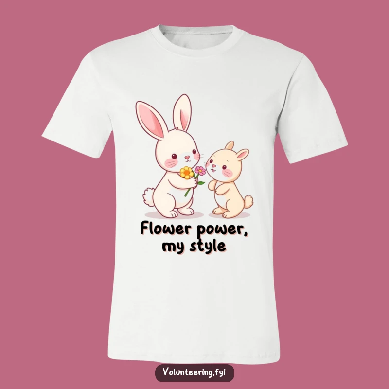 Funny Kawaii Bunny Flower T-Shirt: Adorable Cute Animal Tee for Gift