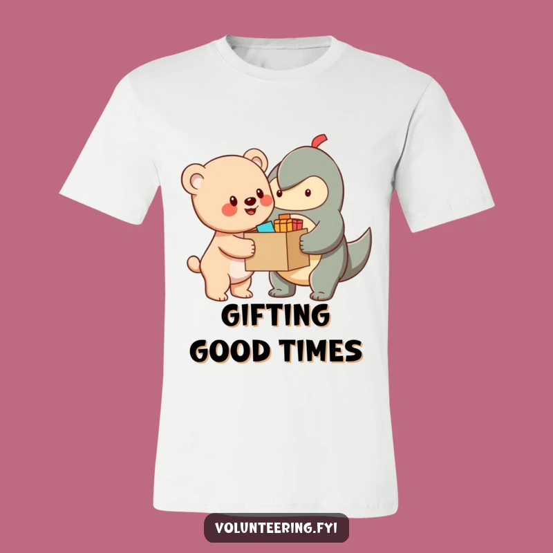 Funny Bear Cub Helper T-Shirt: Cheerful Character Sharing Supplies, Ideal Funny Gift