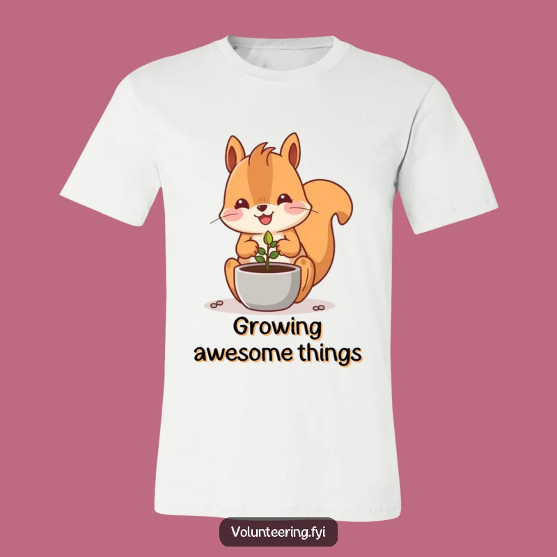 Funny Kawaii Squirrel Planting Seed T-Shirt: Cute Gardener Tee Gift