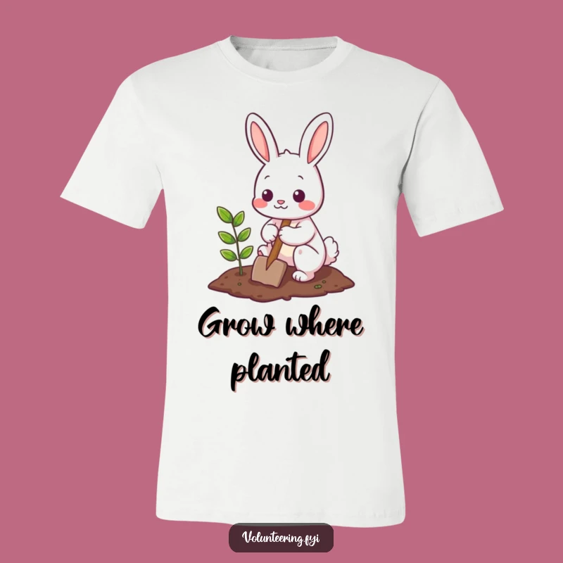 Funny Bunny Gardener T-Shirt: Cute Character Planting Tree, Ideal Funny Gift for Nature Lovers