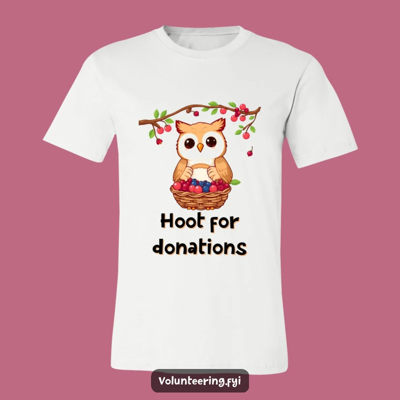 Funny Owl Berry Donation T-Shirt - Generous Animal Humor Tee