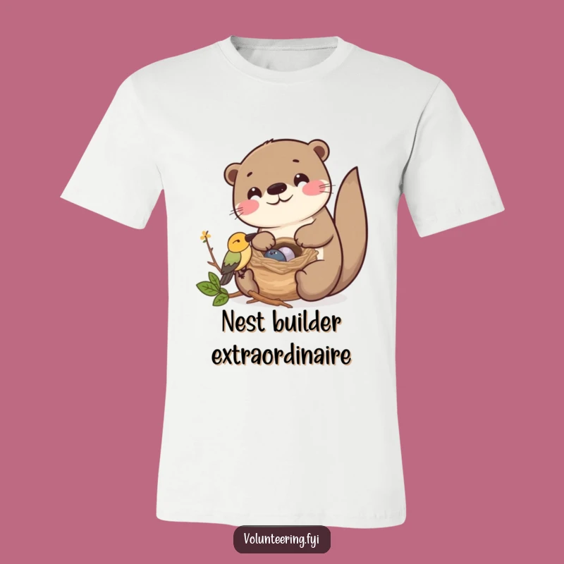 Funny Kawaii Otter Helping Bird Nest T-Shirt: Friendship Tee Gift