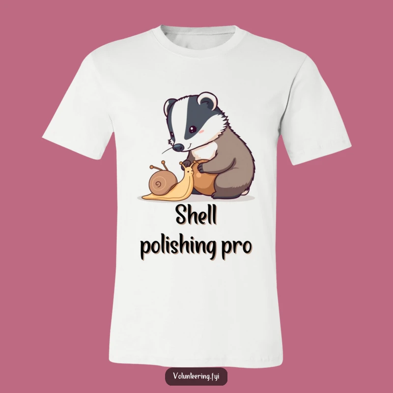 Funny Badger & Snail T-Shirt - Diligent Animal Helping Humor Tee