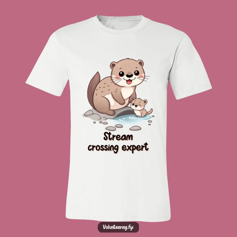 Funny Otter Friend T-Shirt: Happy Character Helping Animal Cross Stream, Ideal Funny Gift