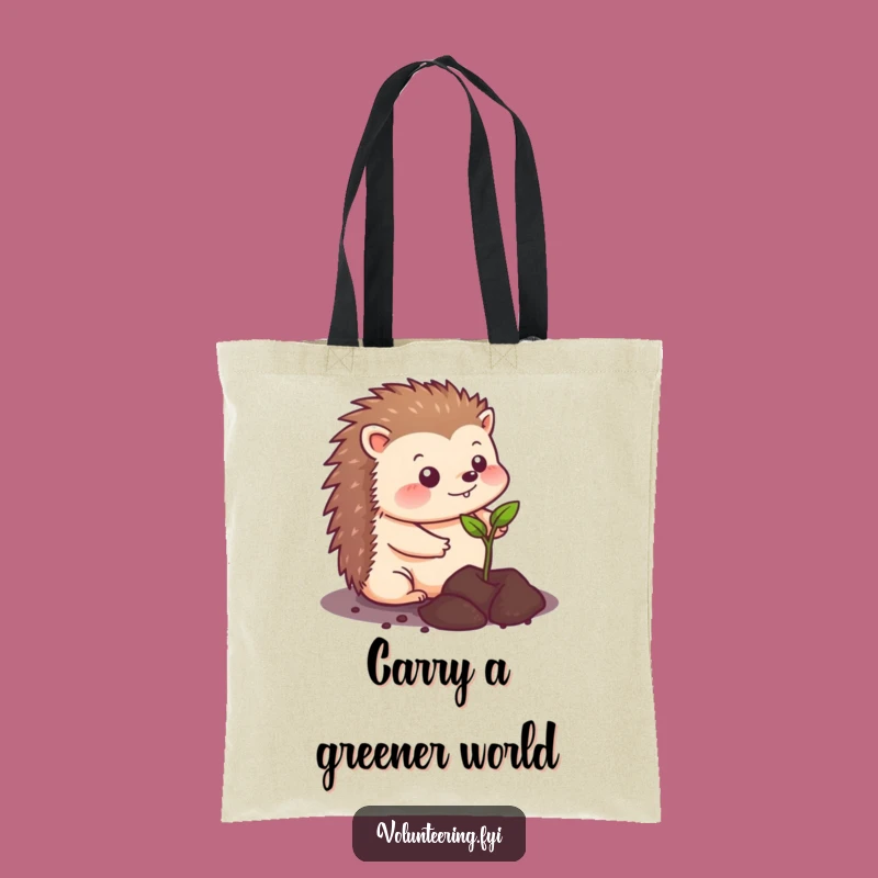 Funny Kawaii Hedgehog Tote Bag - Cute Planting Accessory for Eco-Conscious & Stylish Shoppers