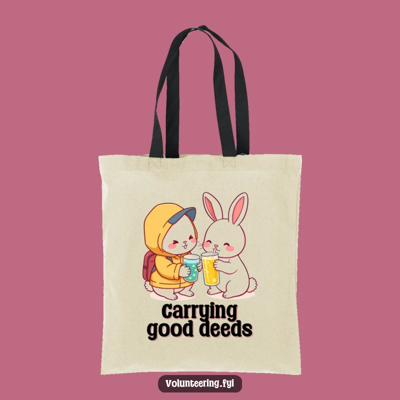 Funny Kawaii Rabbit Refresh Tote Bag: Carry Friendship's Refreshment, Adorable Funny Gift